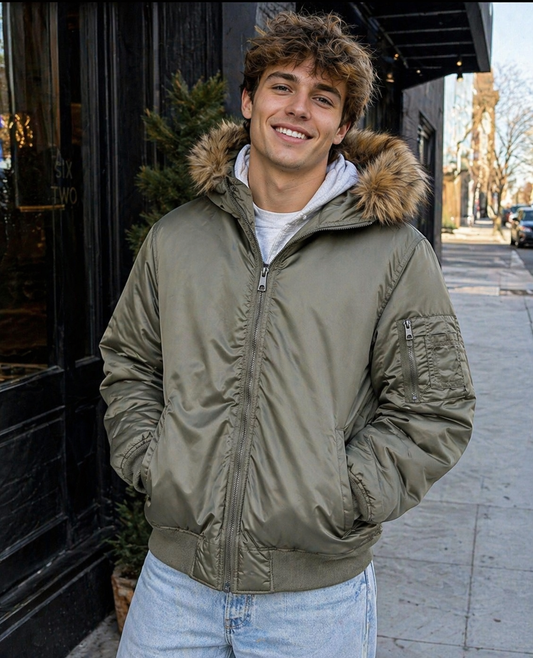 🔥 HOLLISTER AVIATOR JACKET – TALLA L 🔥